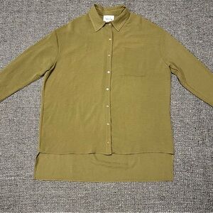 Sadie & Sage Oversized Layering Olive Green Button Up Shirt